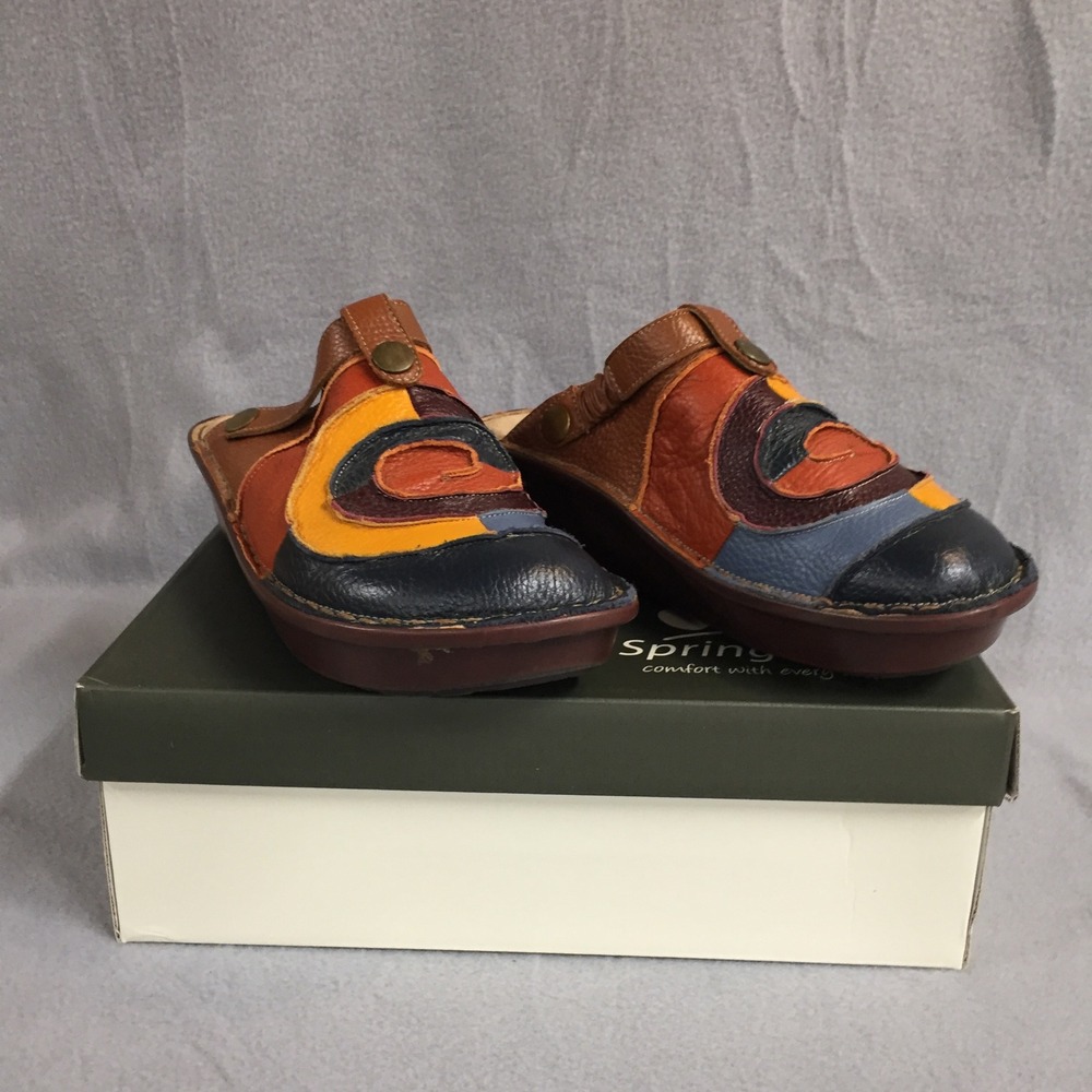 Spring Step Lollipop-NM Navy Multi Leather Clogs Mules Women 40 US 9 LOLLIPOP-NM
